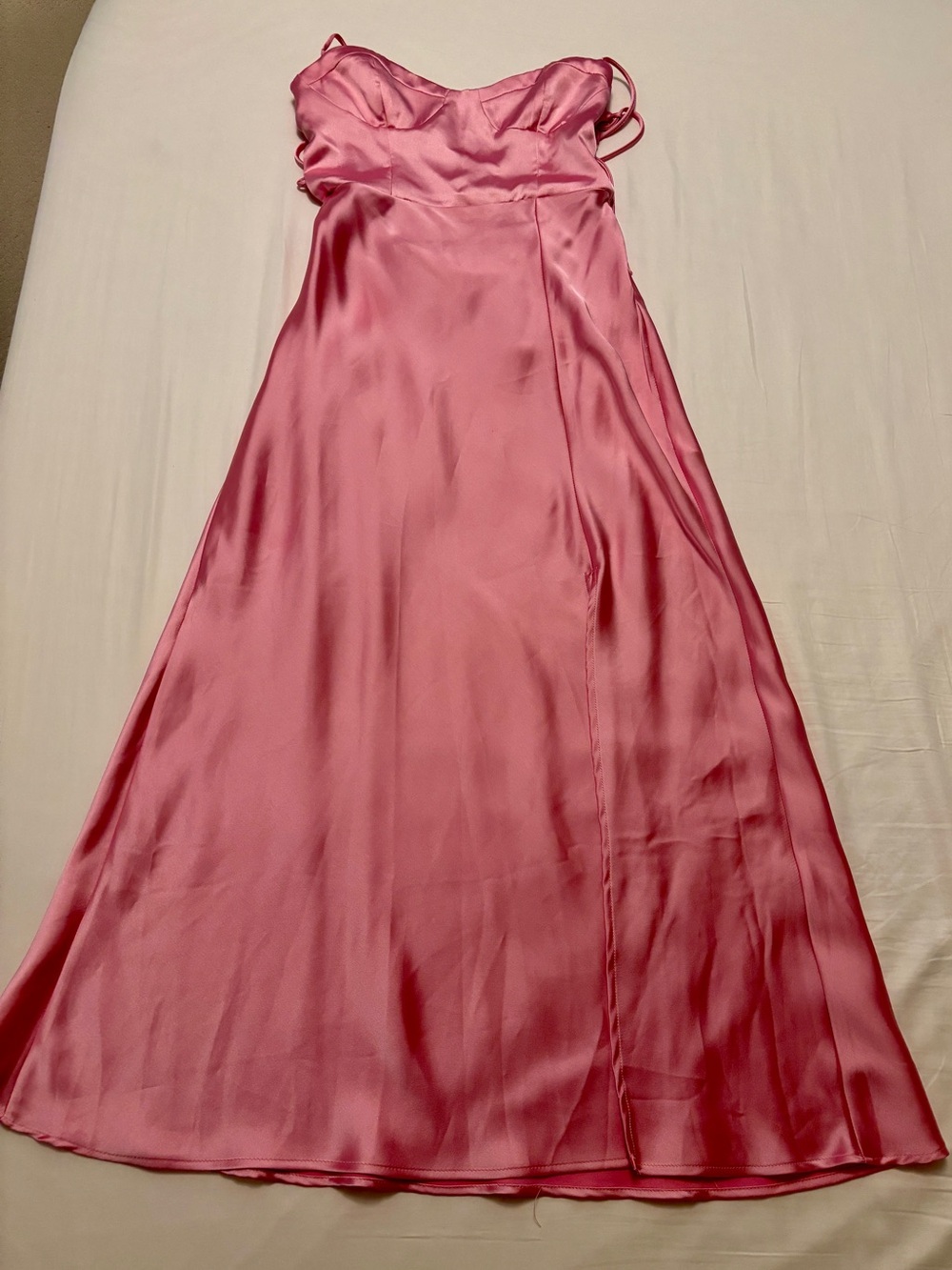 Zara Pink Satin Strappy Maxi Dress